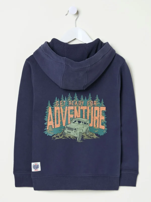 Navy Blue Adventure Zip Through Hoodie