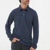 Navy Blue Long Sleeve Organic Pique Polo Shirt