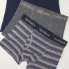 Navy Blue/Grey Stripe Cotton Boxers 3 Pack