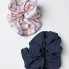 Navy Blue/Pink 2 Pack Paisley Scrunchies