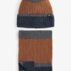 Navy Colourblock Hat And Scarf Gift Set