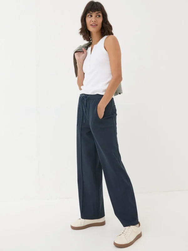 Navy Ely Wide Leg Trousers