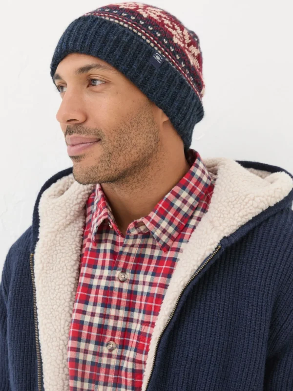 Navy Fairisle Pattern Beanie