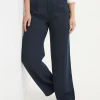 Navy Ginger Wide Leg Drape Trousers