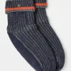 Navy Mens Striped Bedsocks