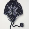 Navy Snowflake Trapper Hat