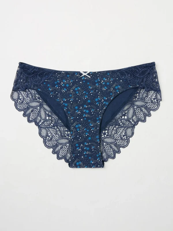 Navy Star Print Cheeky Knickers