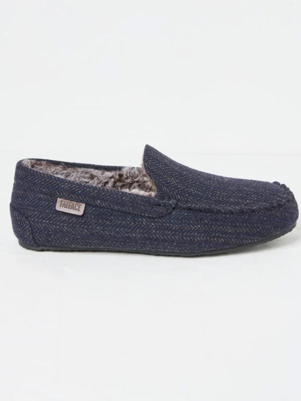 Noah Navy Blue Check Moccasins