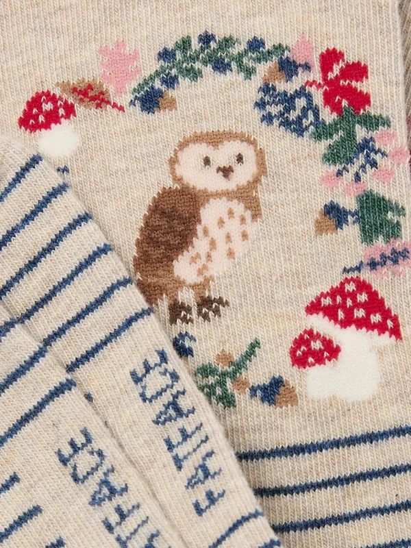 Oatmeal Owl Wreath Women's Socks 1 Pack (size 4-7)