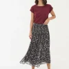 Paignton Dark Brown Pleated Midi Skirt