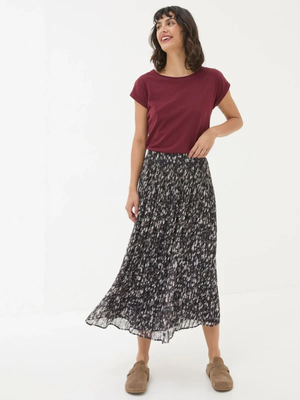 Paignton Dark Brown Pleated Midi Skirt