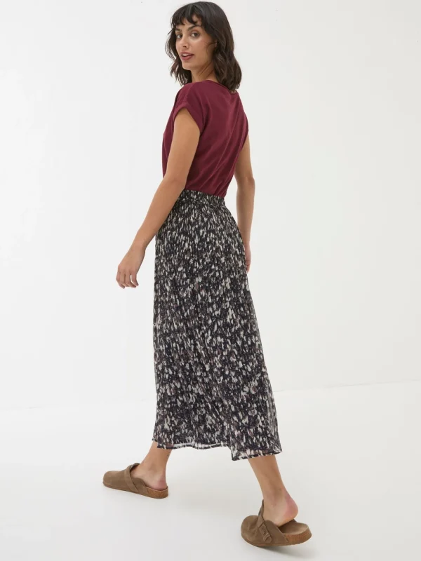 Paignton Dark Brown Pleated Midi Skirt