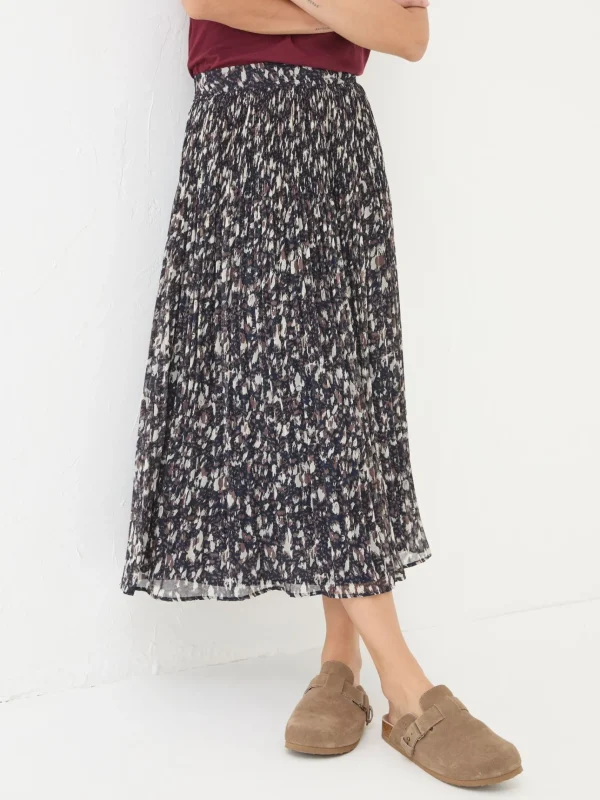 Paignton Dark Brown Pleated Midi Skirt