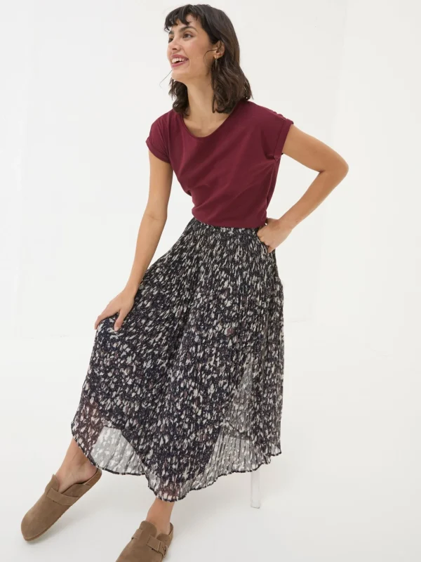 Paignton Dark Brown Pleated Midi Skirt