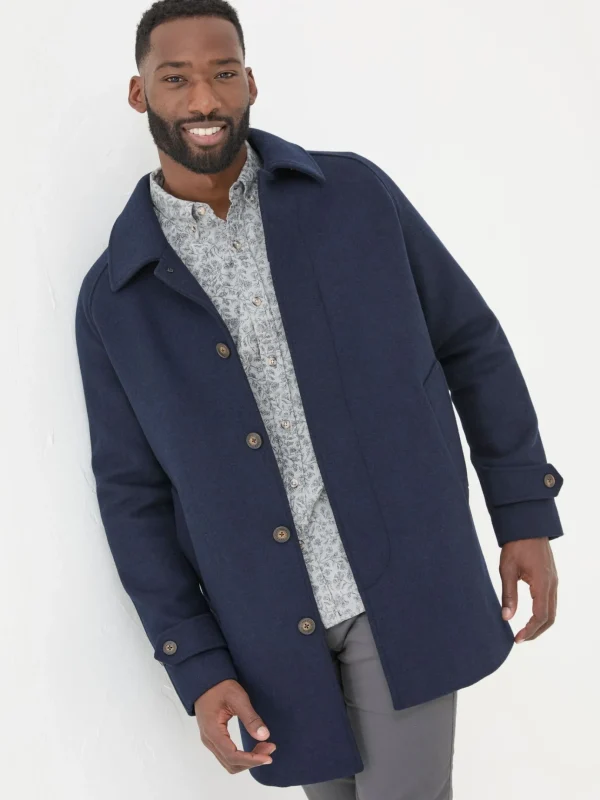 Pendeen Navy Blue Raglan Overcoat