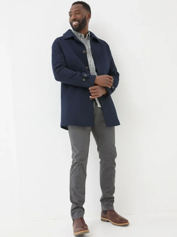 Pendeen Navy Blue Raglan Overcoat