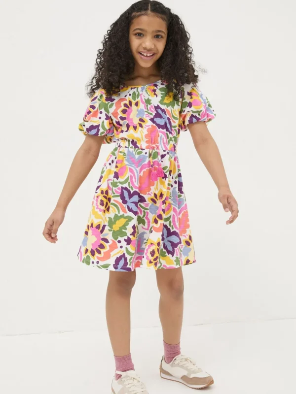 Pink Art Floral Jersey Printed Dress