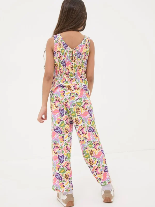 Pink Art Floral Jersey Printed Jumpsuit