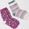 Purple Cosy Bee Socks 2 Pairs