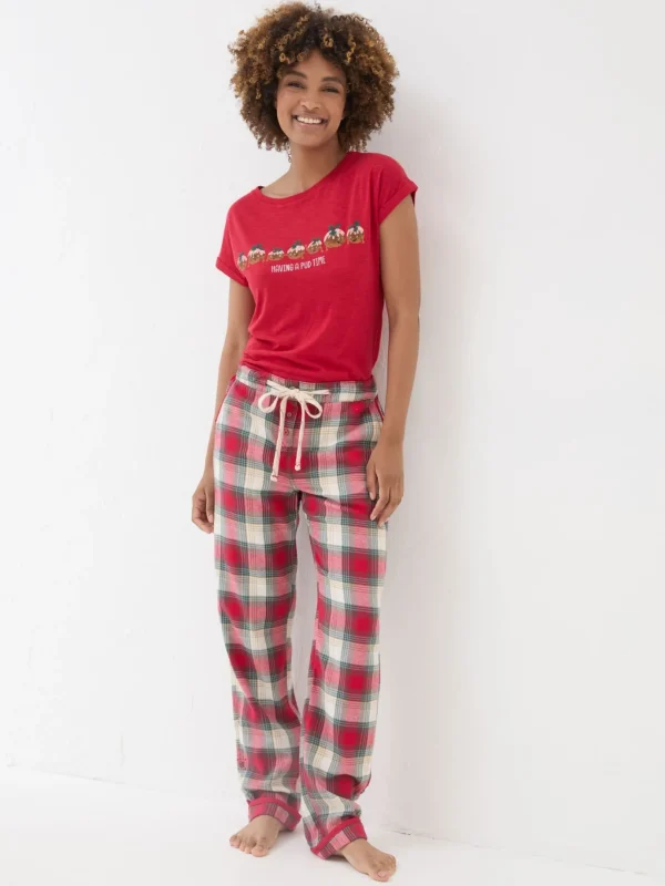 Red Eva Family Check Pyjama Bottoms