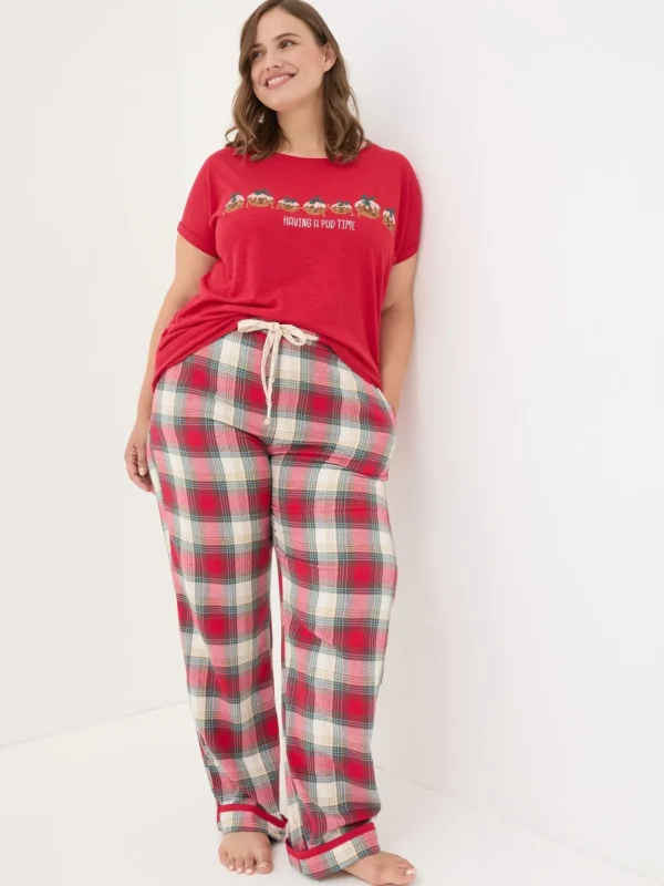 Red Eva Family Check Pyjama Bottoms