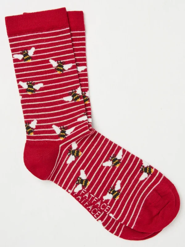 Red Womens Bee Stripe Socks 1 Pack