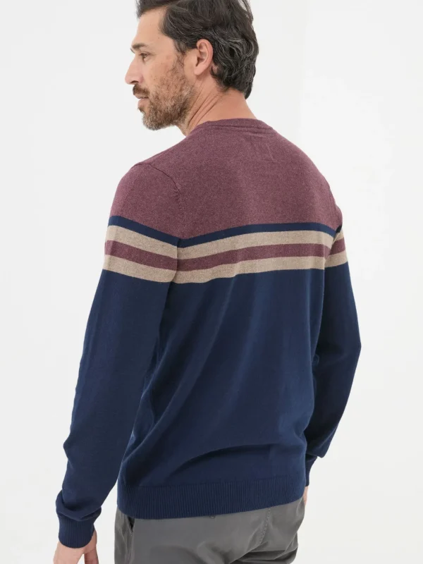 Rye Burgundy Red Cotton Cashmere Crew Neck Jumper