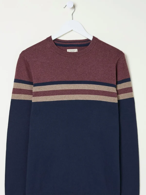 Rye Burgundy Red Cotton Cashmere Crew Neck Jumper