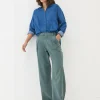 Saffron Blue Wide Leg Twill Trousers