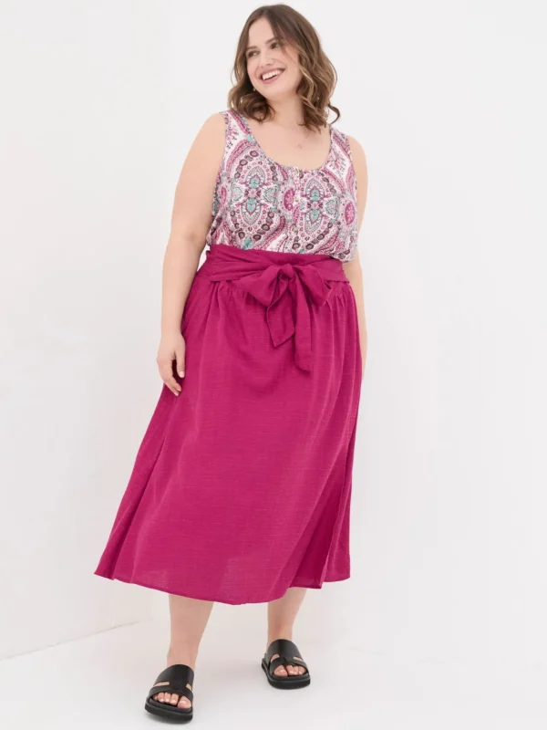 Sascha Purple Midi Skirt With Linen
