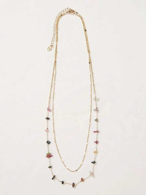 Semi Multi Precious Layered Necklace