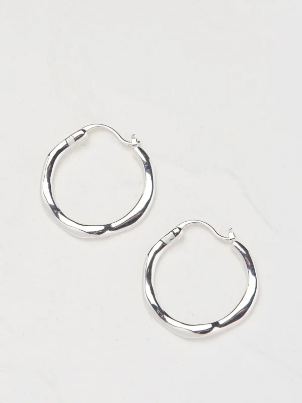 Silver Hammered Hoops