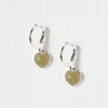 Silver Tone Heart Stone Earrings