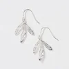 Silver Tone Large Leaf Earring