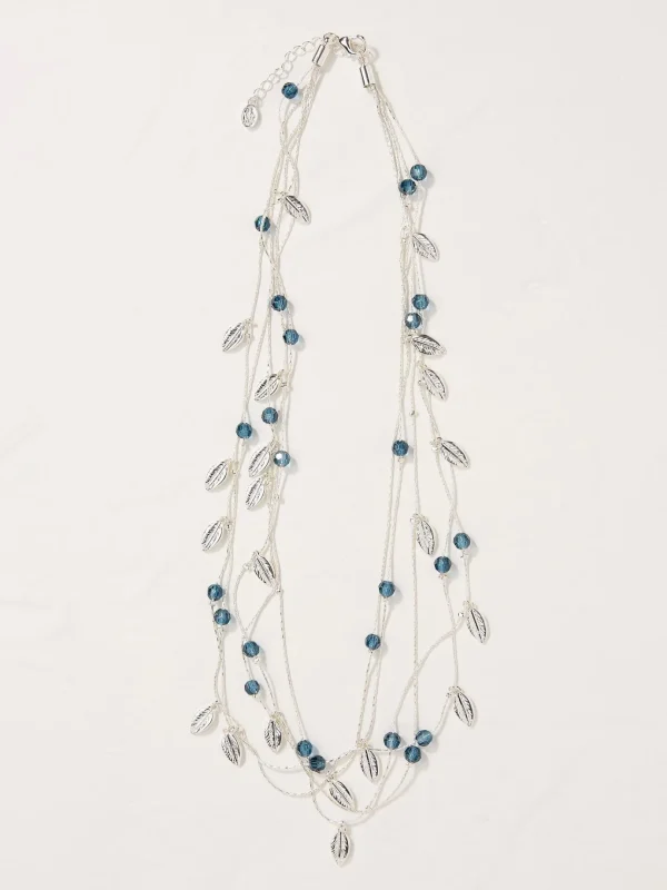 Silver Tone Multi Leaf Necklace