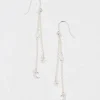 Silver Tone Star Chain Earrings