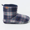 Sussex Navy Blue Check Boot Slippers