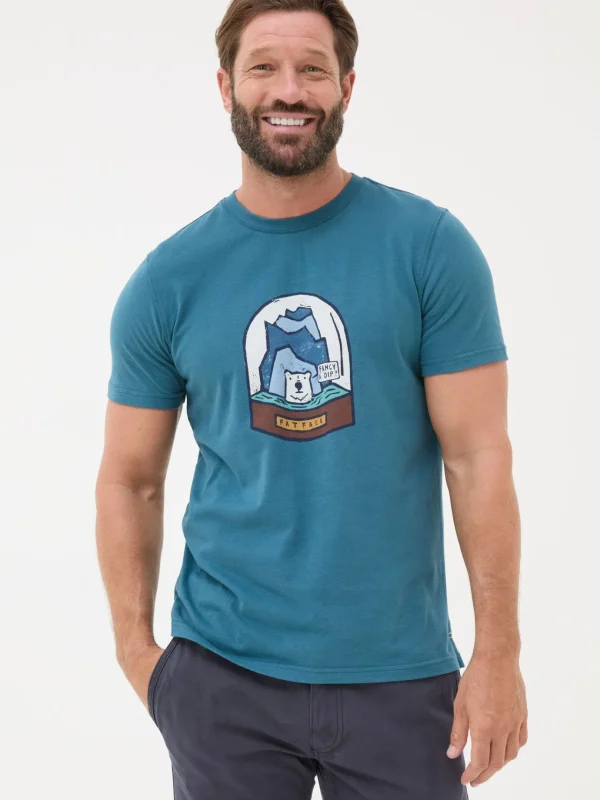 Teal Blue 100% Cotton Bear Snow Globe T-Shirt