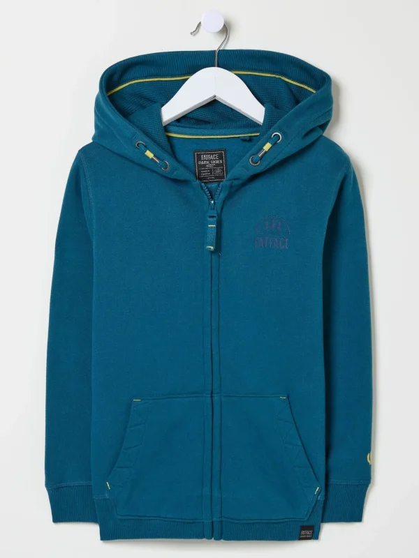 Teal Blue Animal Zip Through Hoodie