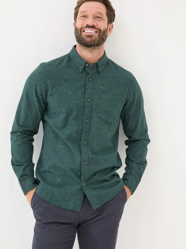 Teal Blue Burgess Floral Print Shirt