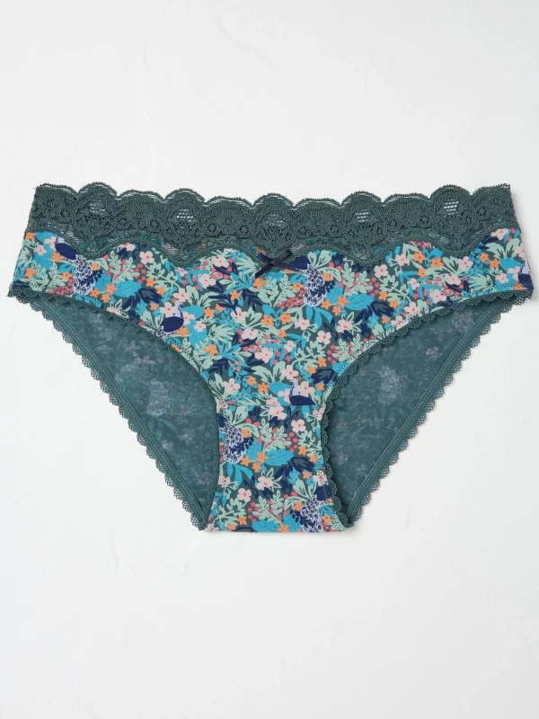 Teal Blue Peacock Floral Mini Knickers