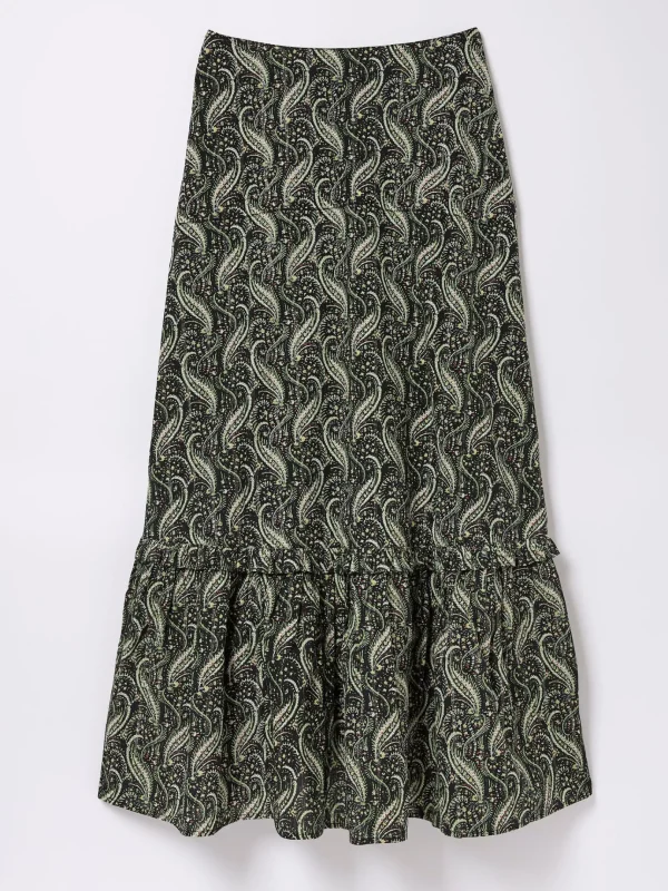 Vita Black Paisley Maxi Skirt