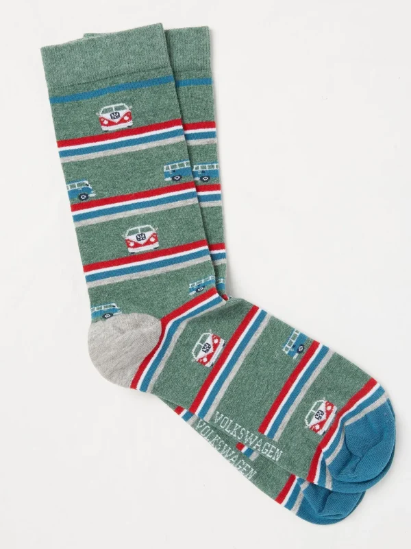 VW Light Green Camper Stripe Socks 1 Pack