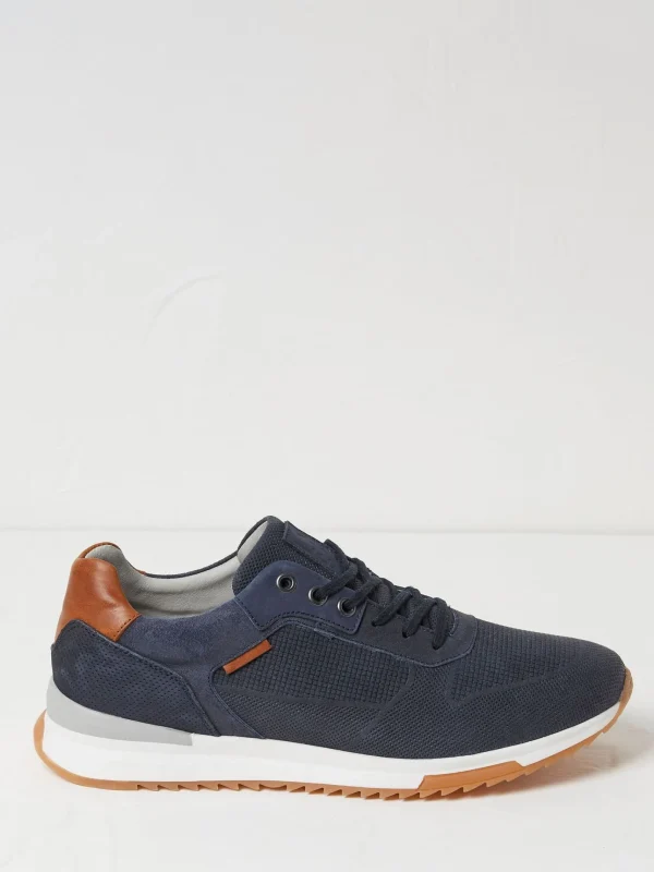 Wells Blue Leather Runner Trainers