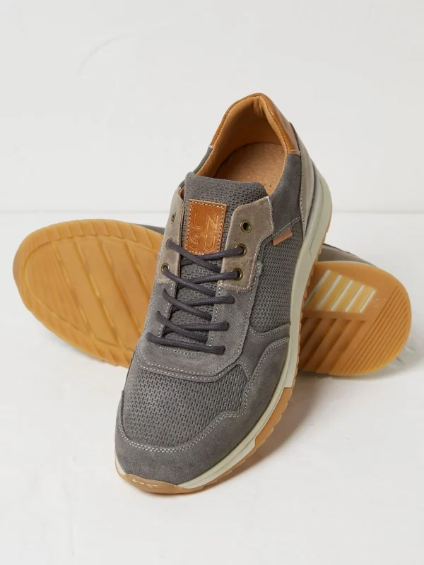 Wells Grey Leather Runner Trainers