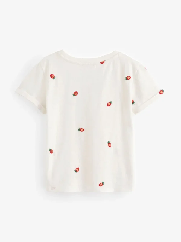 White Fruit Emb 100% Cotton T-Shirt