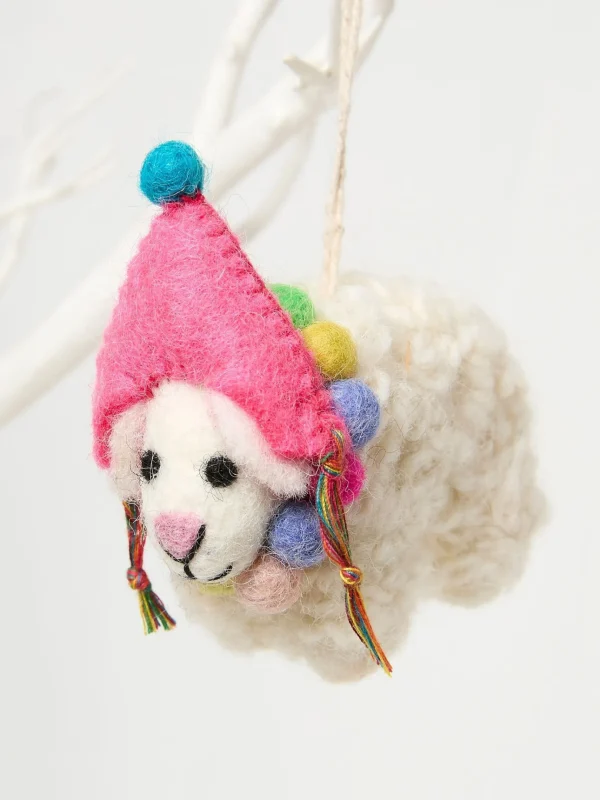 White Shelly Sheep Felt Decoration