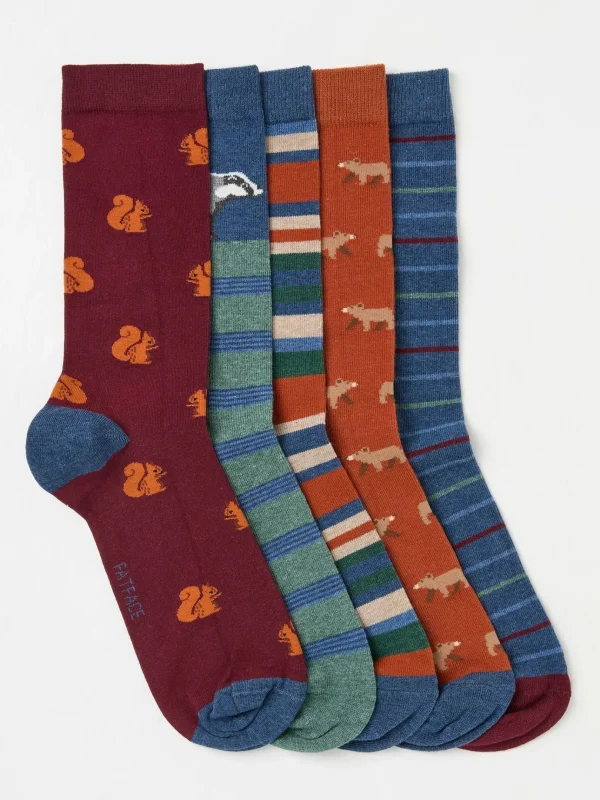 Woodland 5 Pack Plain Socks