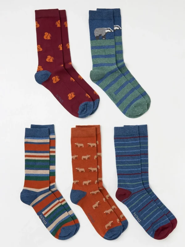 Woodland 5 Pack Plain Socks