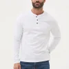 Woodside White Long Sleeve Henley T Shirt